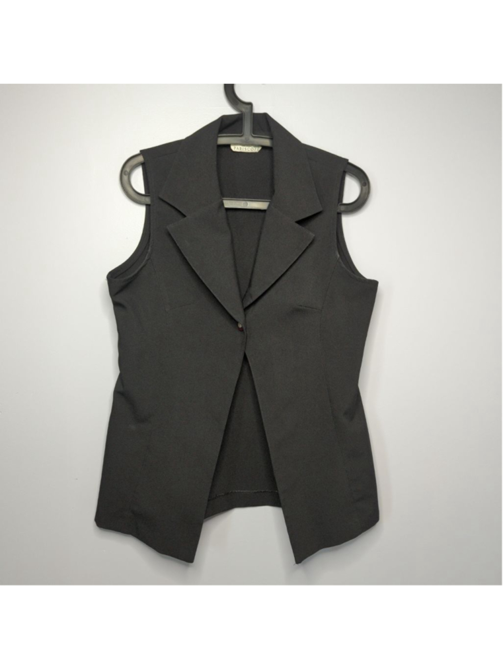 Pariscope Vintage 90s Sleeveless Blazer Top Sz L Rachel Green